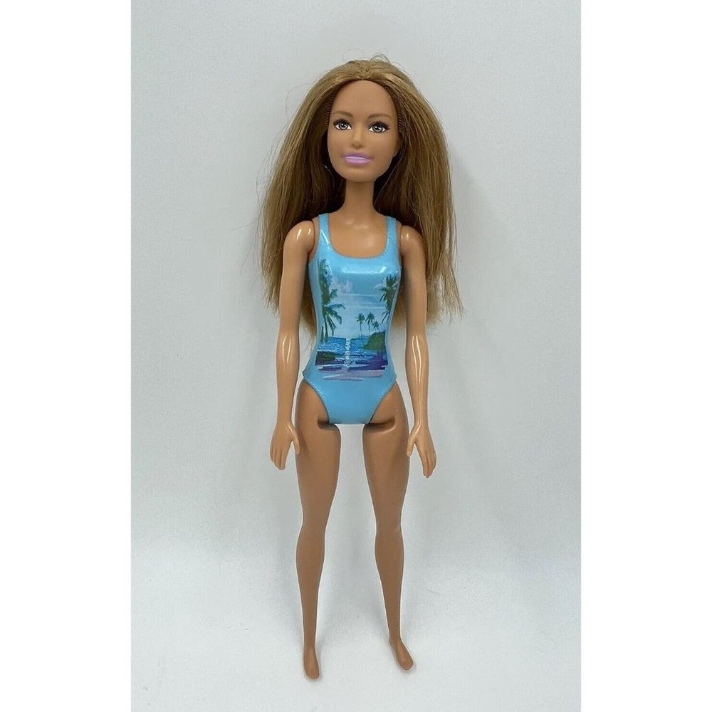 Summer Beach Tan Barbie Doll Blue Swimsuit - Picture 5 of 11